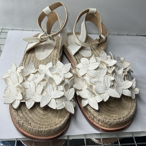 Pour La Victoire Sz 8 Women's Pica Espadrille White Leather Flat Sandals - Picture 3 of 10